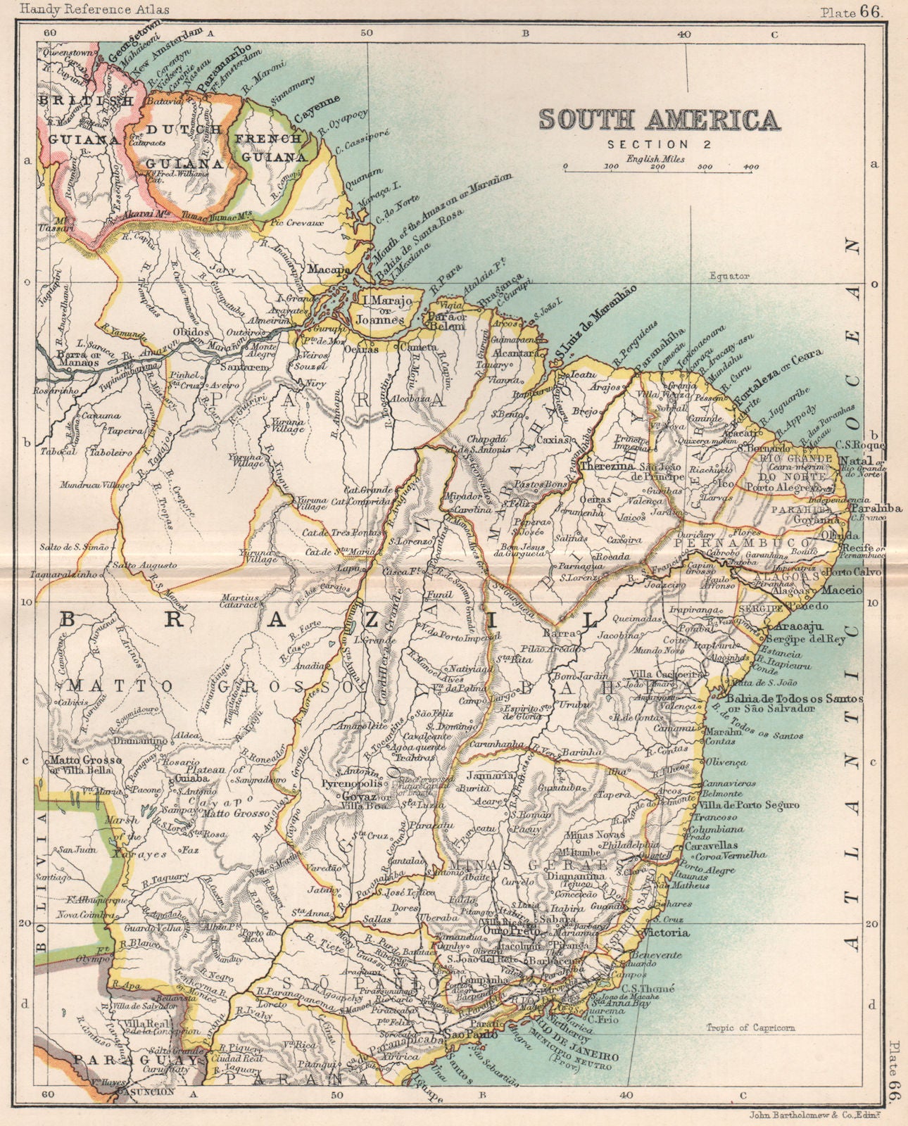 NE South America. British Guiana Dutch Guiana French Guiana. Brazil 1904 map
